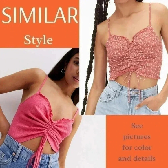 She + Sky - NWT Smocked Peasant Tank with Tie - Picture 1 of 4